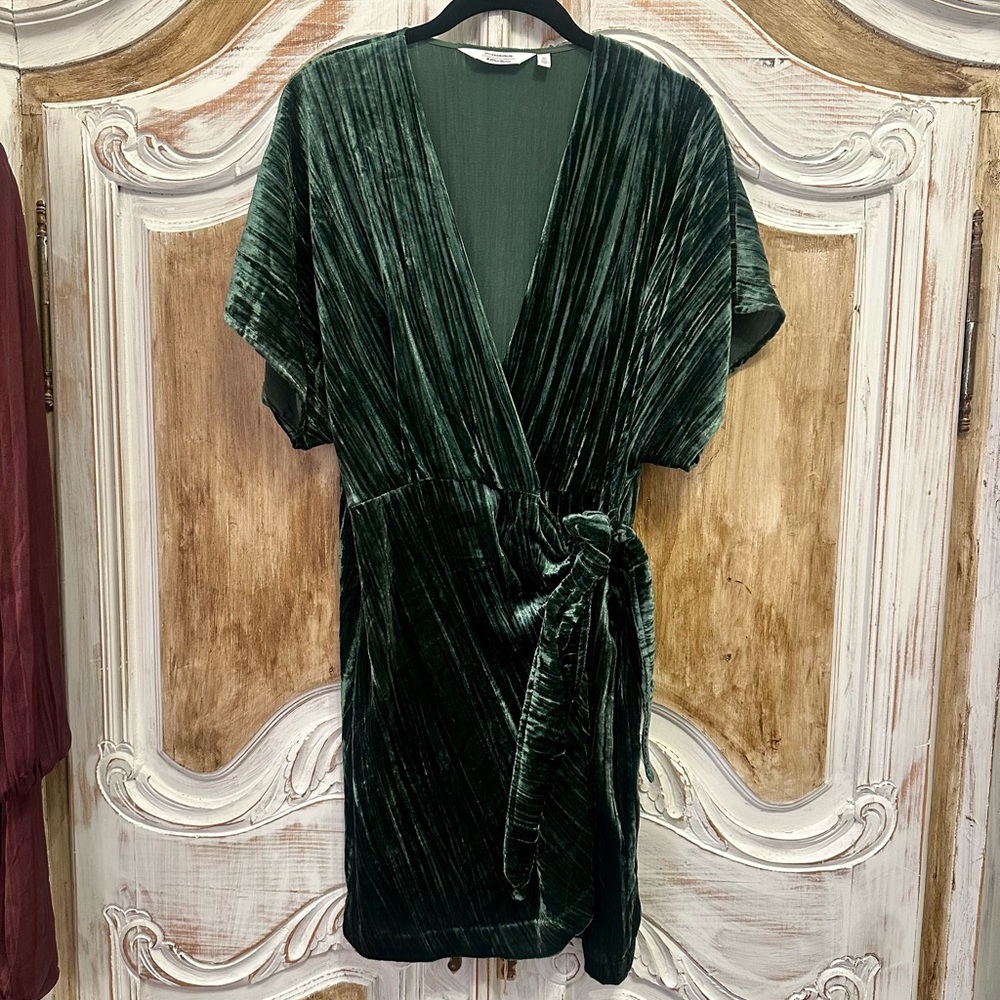 & Other Stories Dark Green Velvet Mini Dress